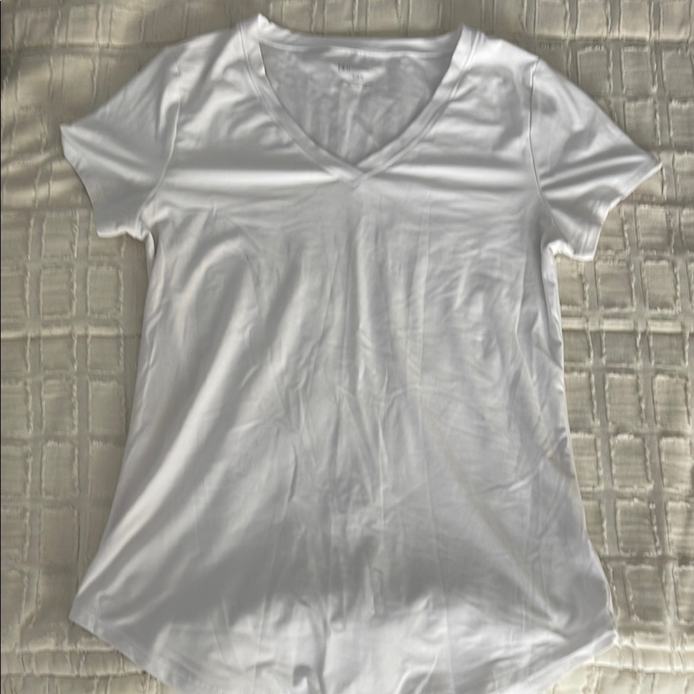 White V-Neck Women's Athletic Top